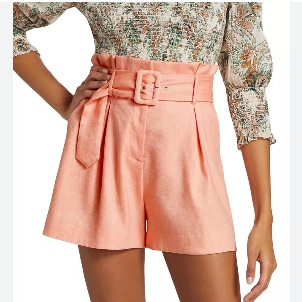 NEW Veronica Beard Ashland Linen Blend Belted Shorts